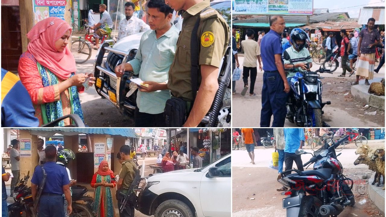 চিরিরবন্দরে মোটরসাইকেলের বিরুদ্ধে মোবাইল কোর্ট, ১৩ মামলা ও ৭ হাজার টাকা জরিমানা
